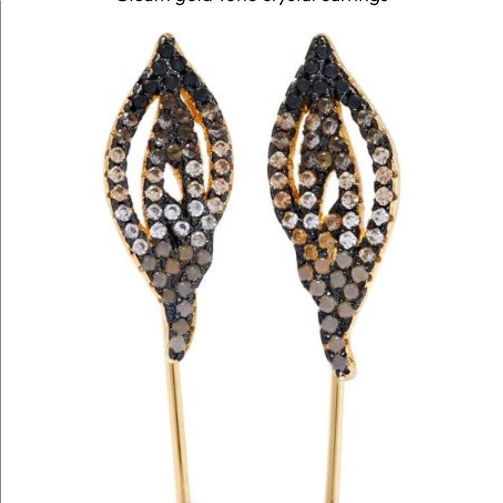 - Noir Gleam Gold-Tone Crystal Earrings New w Tags